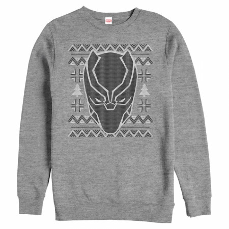 Marvel Black Panther Heather Grey Ugly Christmas Sweatshirt